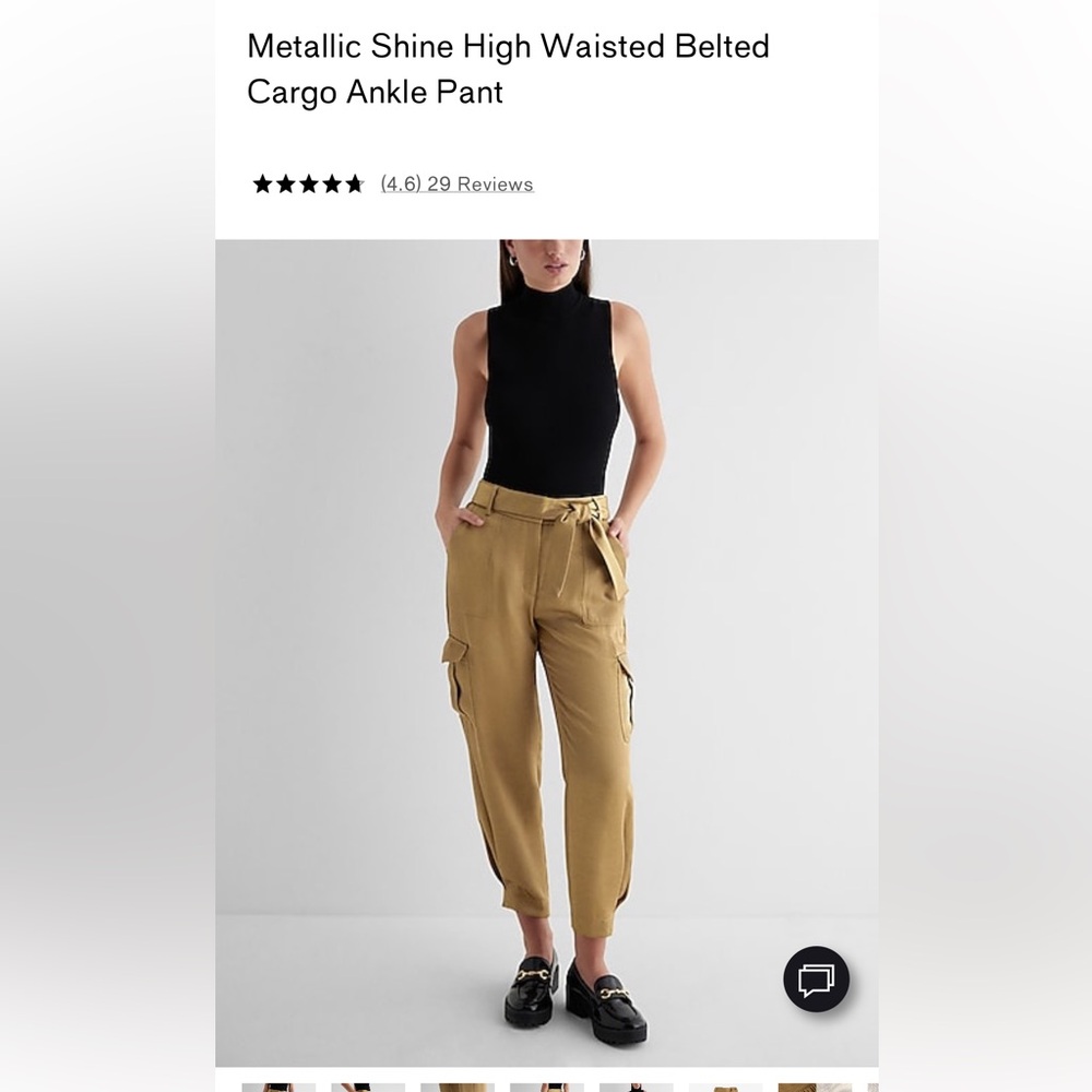 NEW Express Metallic Shine High waisted belted cargo ankle pant